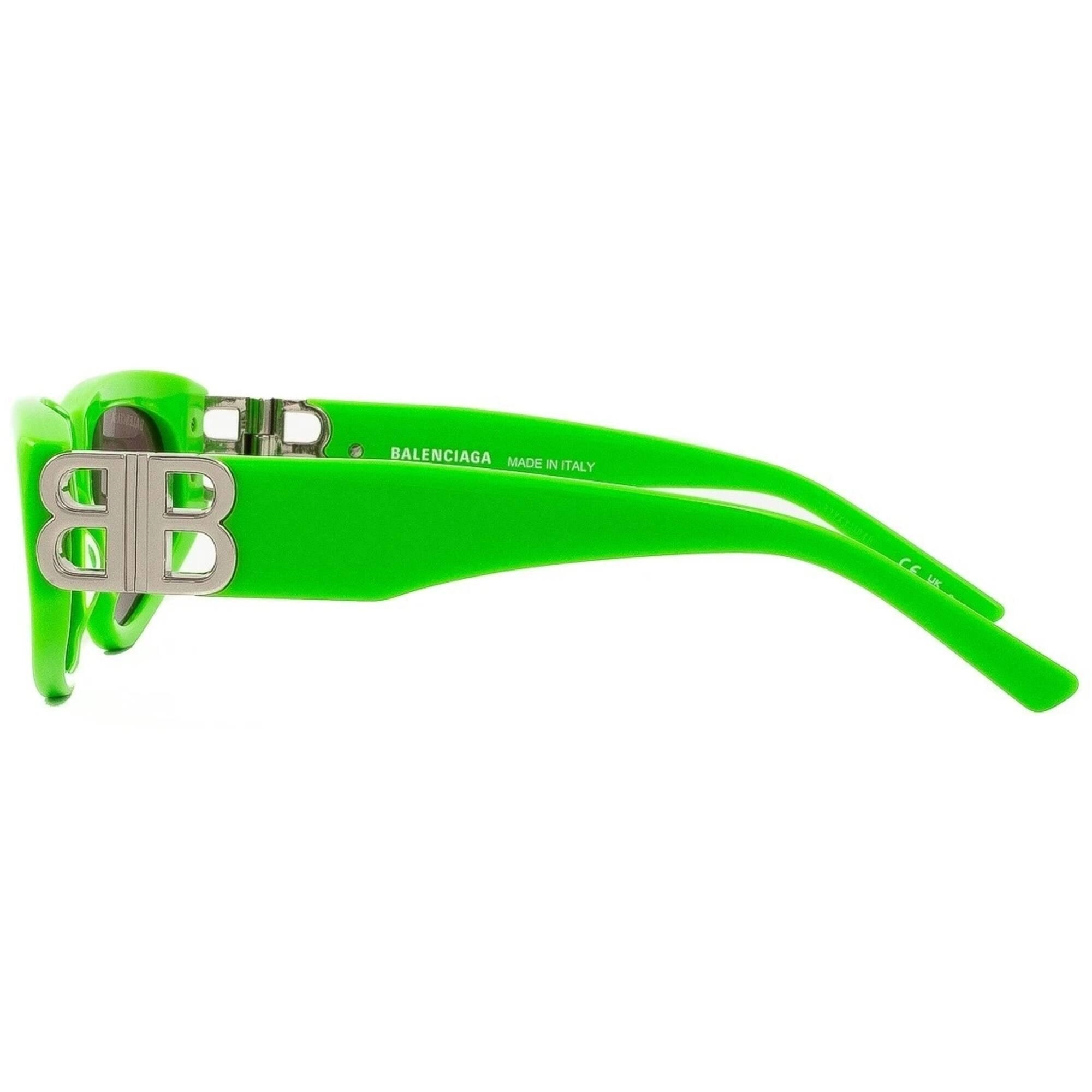 Balenciaga Women's Sunglasses - Green Acetate Cat Eye Frame Grey Lens | BB0095S 009