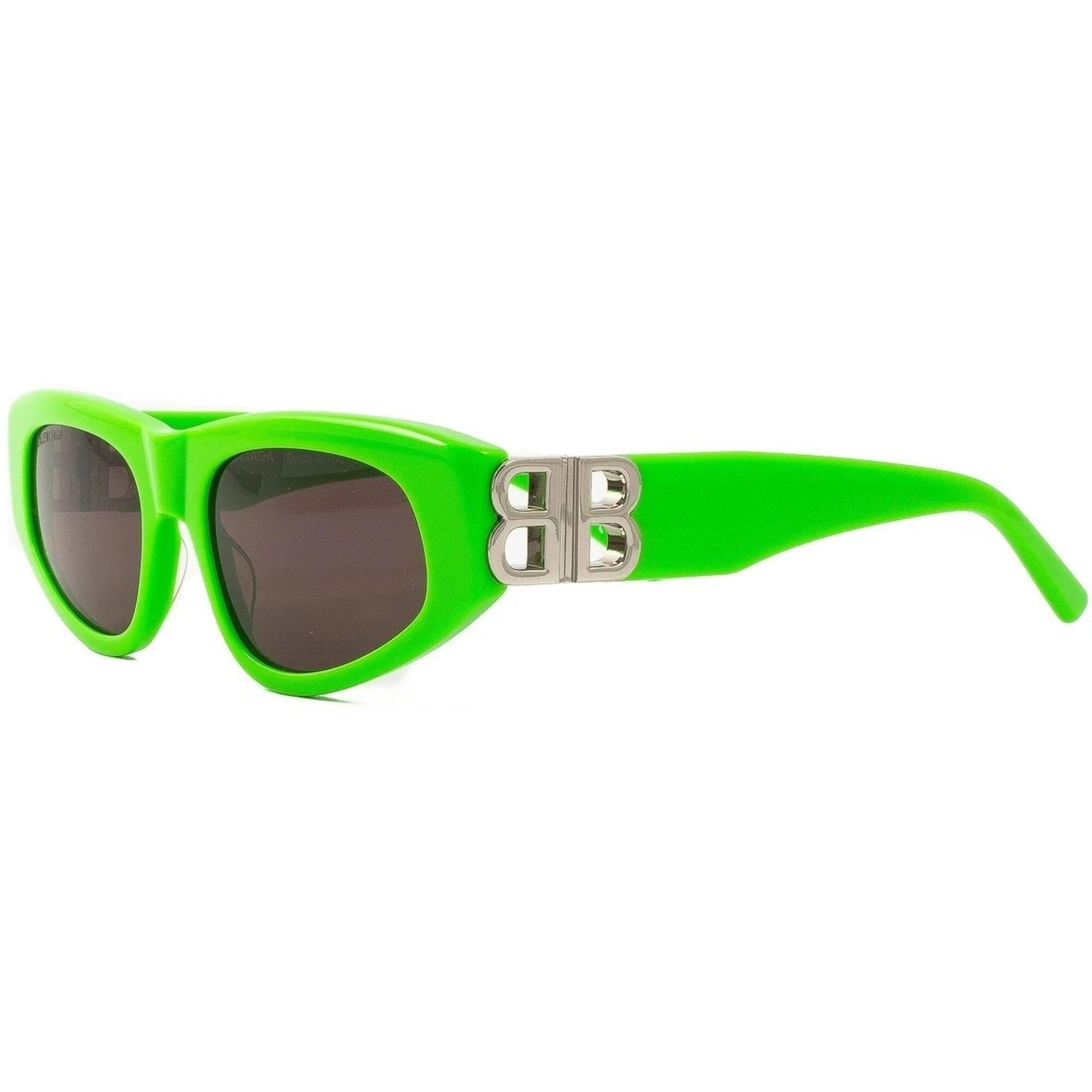 Balenciaga Women's Sunglasses - Green Acetate Cat Eye Frame Grey Lens | BB0095S 009