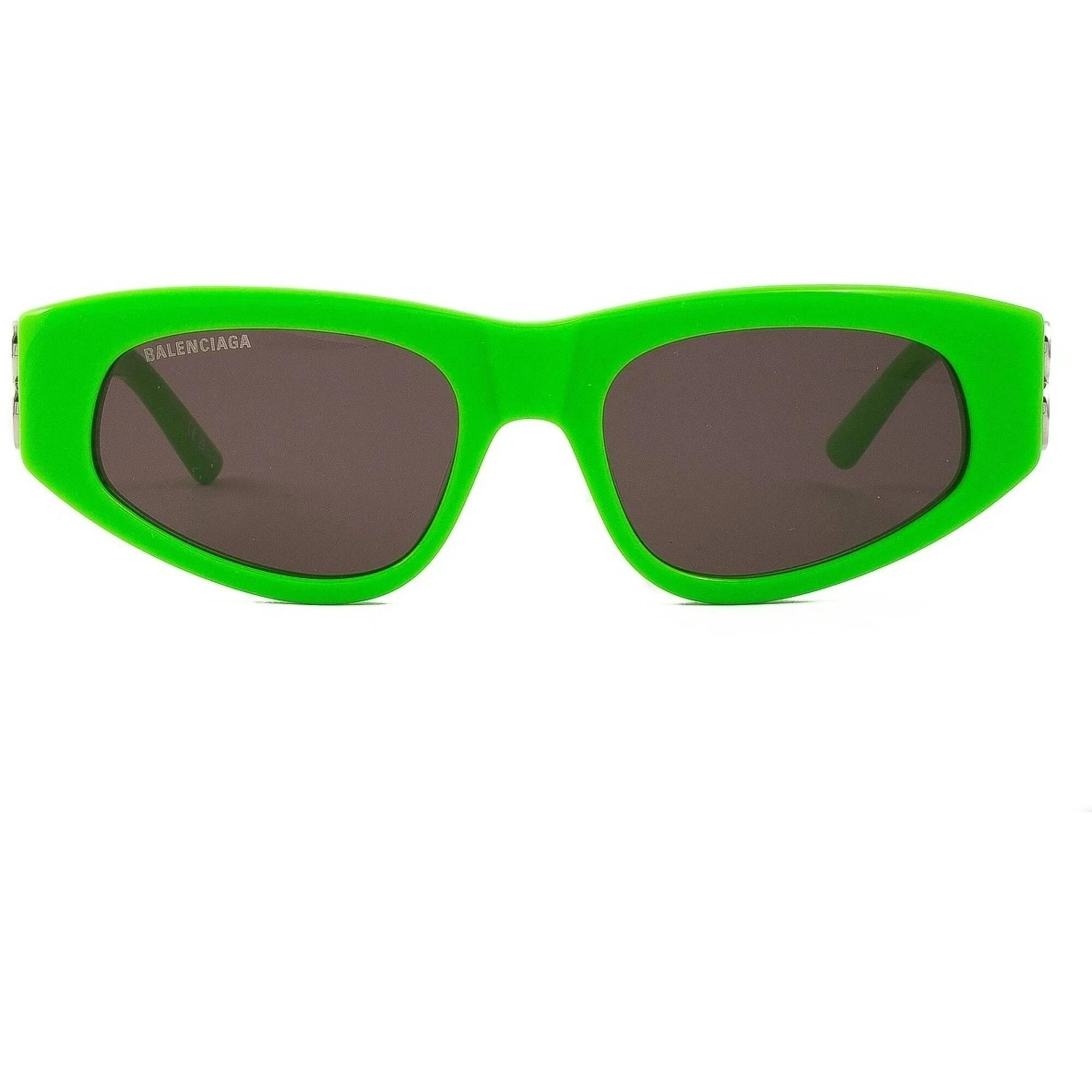 Balenciaga Women's Sunglasses - Green Acetate Cat Eye Frame Grey Lens | BB0095S 009