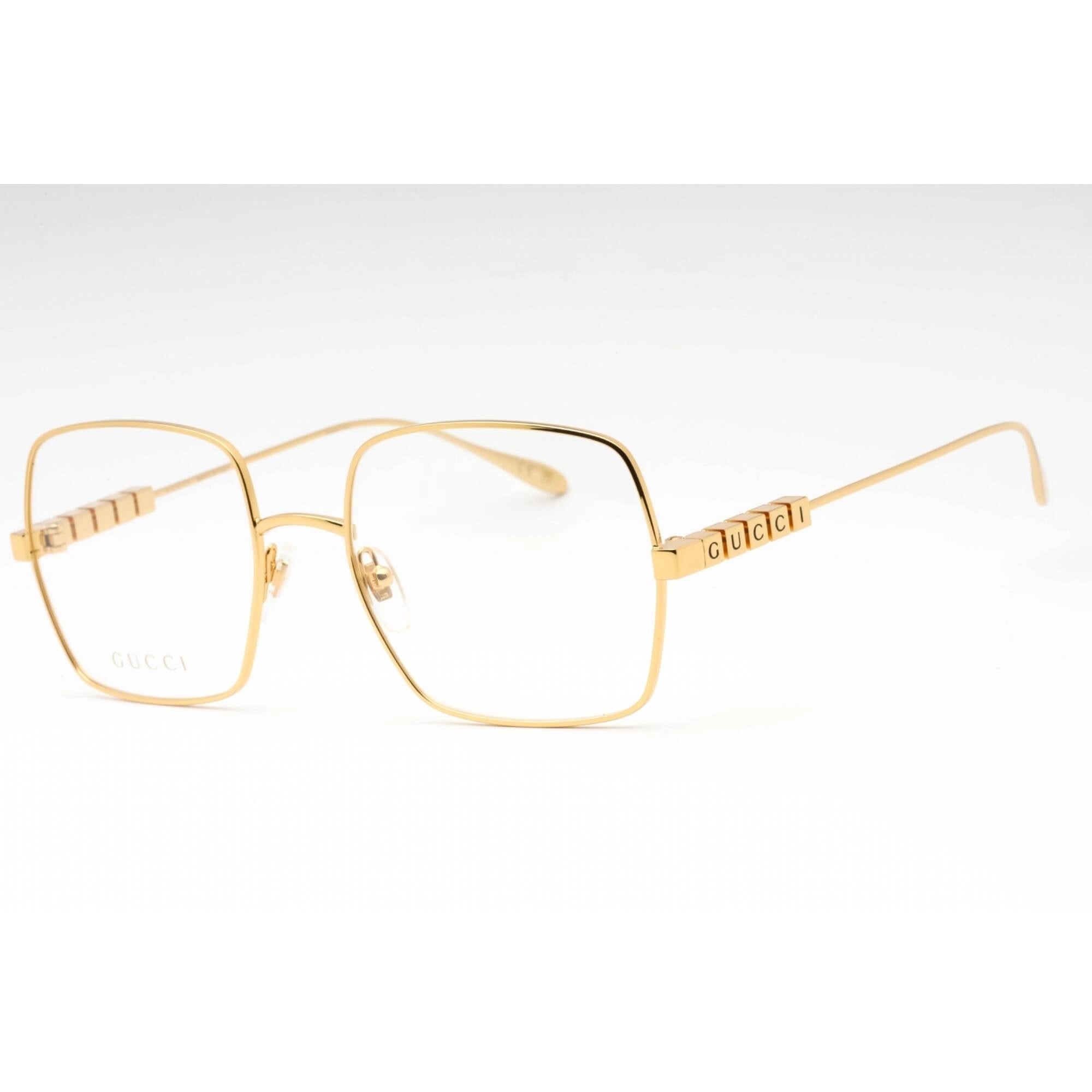 Gucci Women's Eyeglasses - Gold Metal Square Full Rim Frame Clear Lens | GG1434O 001