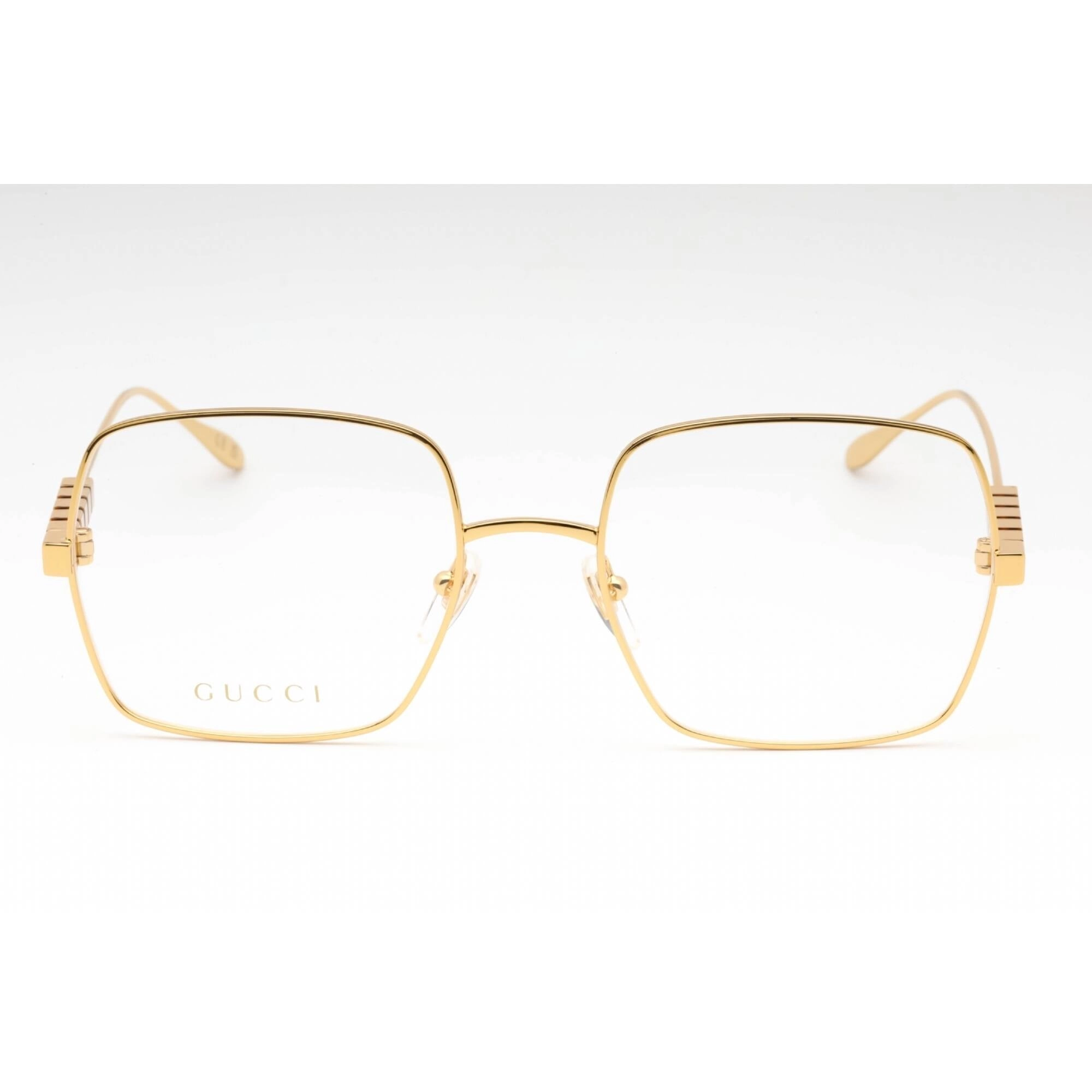 Gucci Women's Eyeglasses - Gold Metal Square Full Rim Frame Clear Lens | GG1434O 001