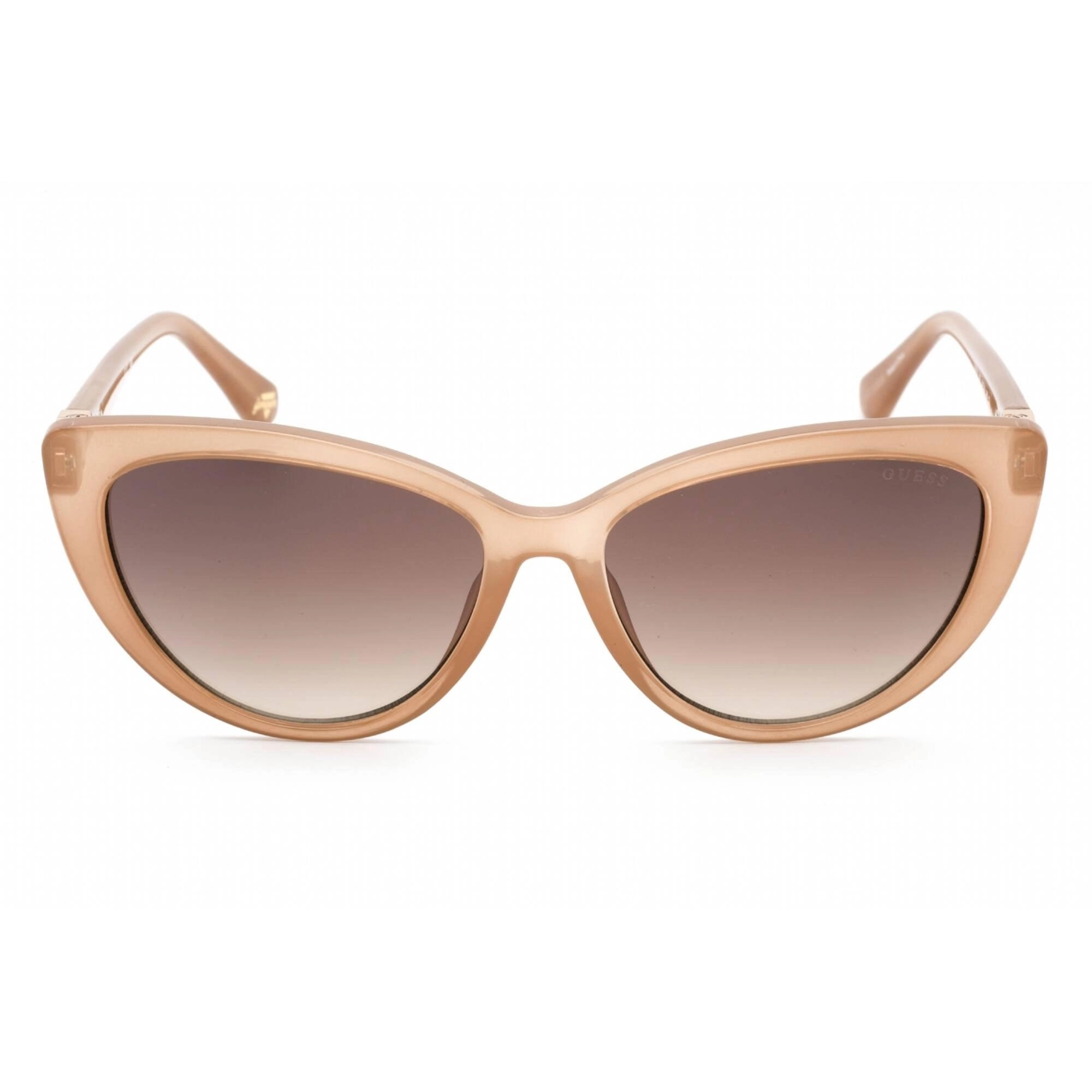 Guess Women's Sunglasses - Shiny Beige Plastic Full Rim Cat Eye Frame | GU5211 57F