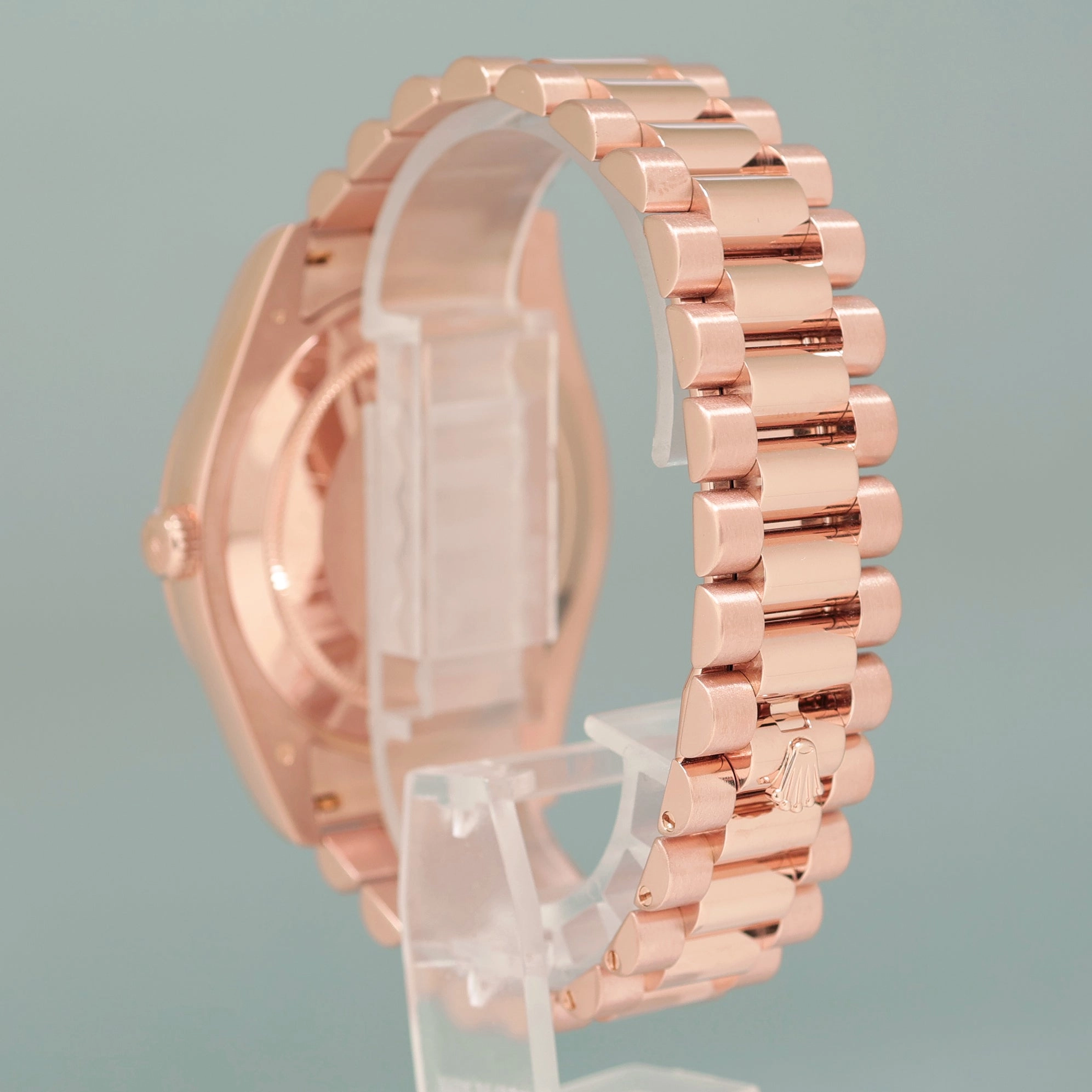 MINT Rolex Day Date II President Rose Gold Chocolate Wave 41mm 218235 Watch Box