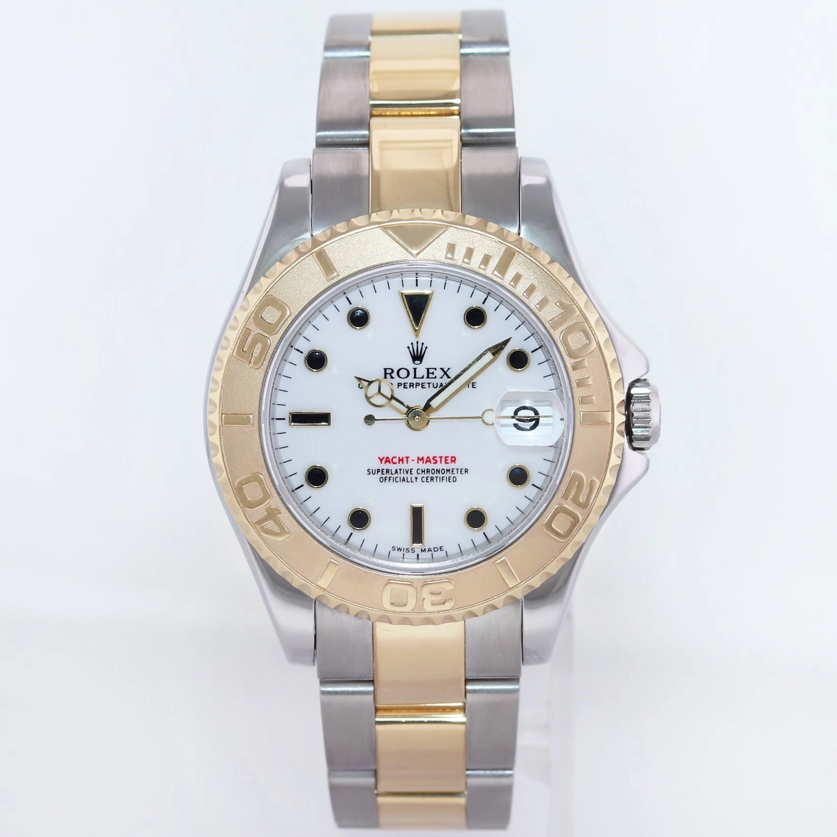 MINT Rolex Yacht-Master 68623 35mm Yellow Gold Two Tone White Midsize Watch Box