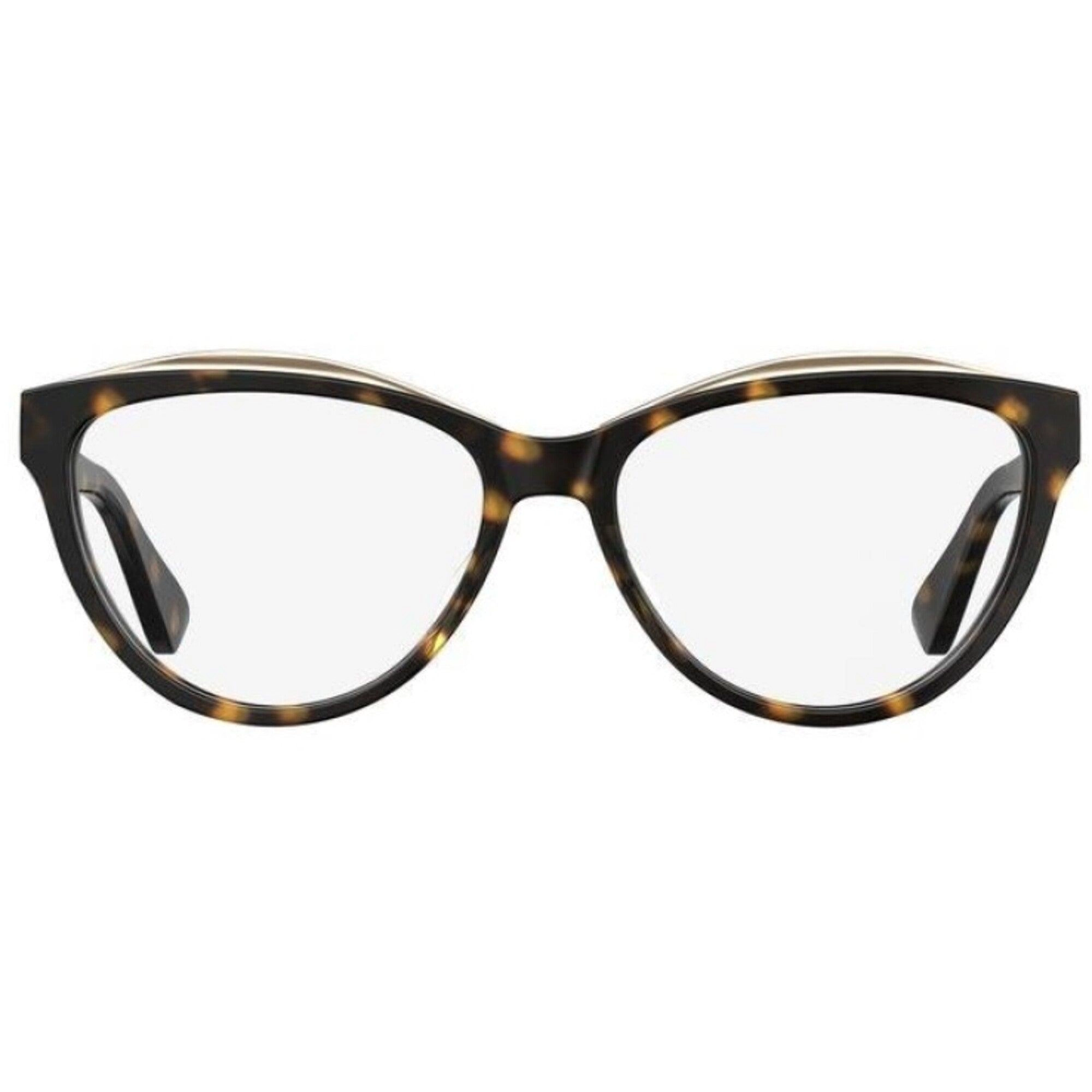 Moschino Women's Eyeglasses - Dark Havana Plastic Cat Eye Frame | MOSCHINO MOS529 86