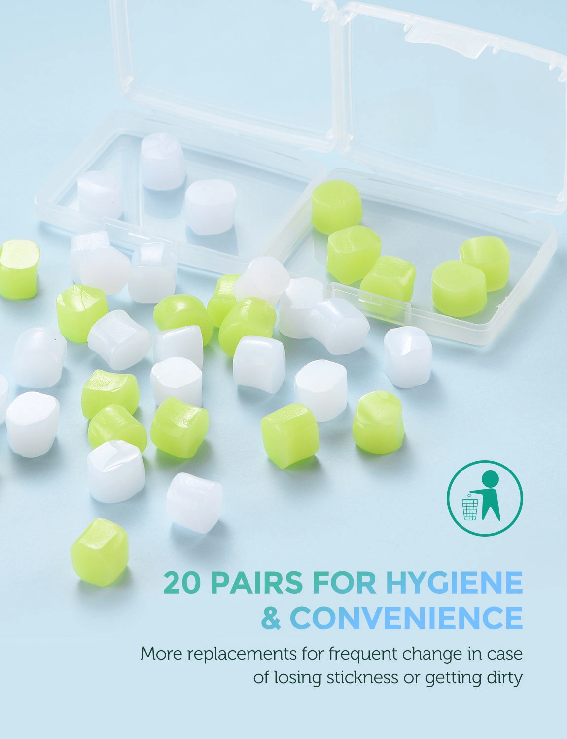 MPOW HP112A Swimming Earplugs 20 Pairs for Kids, Includes 2 Portable Case
