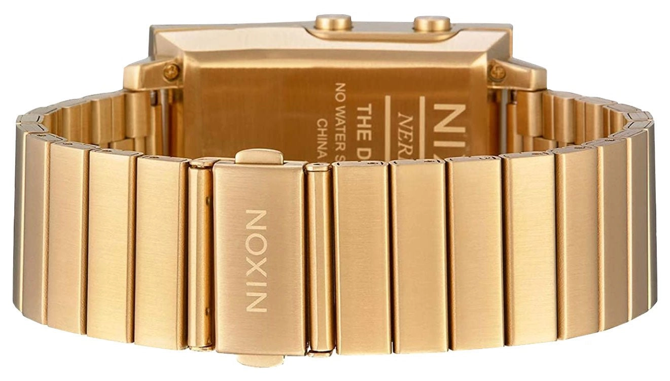 Nixon Dork Too Yellow Gold-Tone Stainless Steel Red Dial Digital Quartz Mens Watch A1266-502