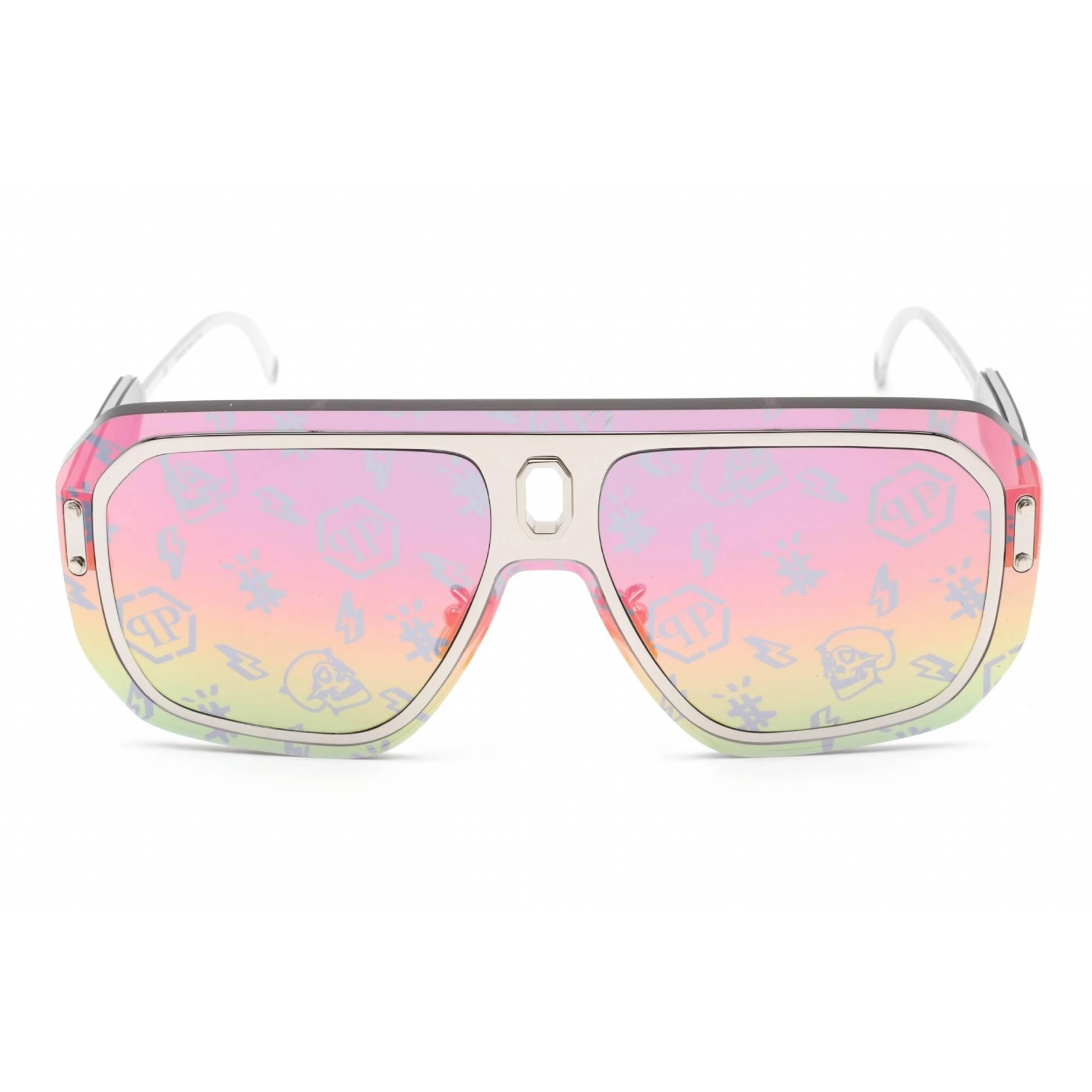 Philipp Plein Women's Sunglasses - Shiny Palladium Metal Shield Frame | SPP050 579L