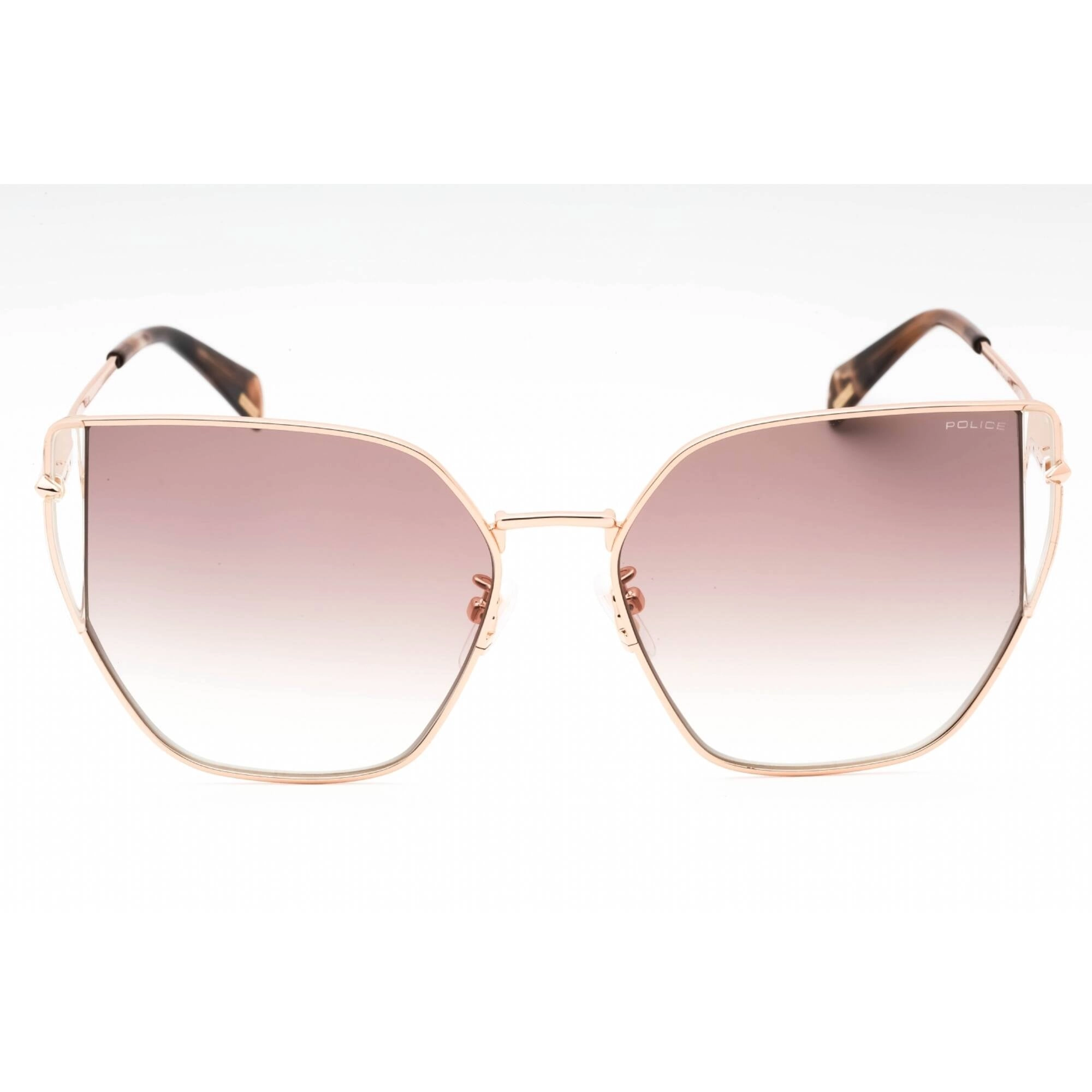 Police Women's Sunglasses - Shiny Copper Gold Metal Butterfly Frame | SPLL38M 08FC