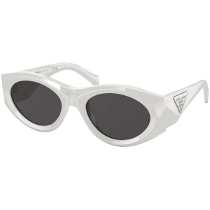 Prada Women's Sunglasses - Talc Plastic Oval Frame Dark Grey Lens | 20ZS 1425S0