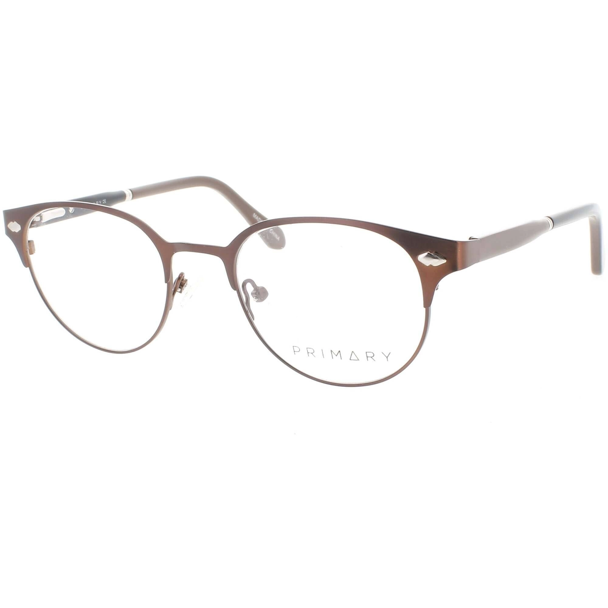 Primary Women's Eyeglasses - Demo Lens Metal Oval Full Rim Frame | PN122 DARK BROWN