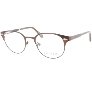 Primary Women's Eyeglasses - Demo Lens Metal Oval Full Rim Frame | PN122 DARK BROWN