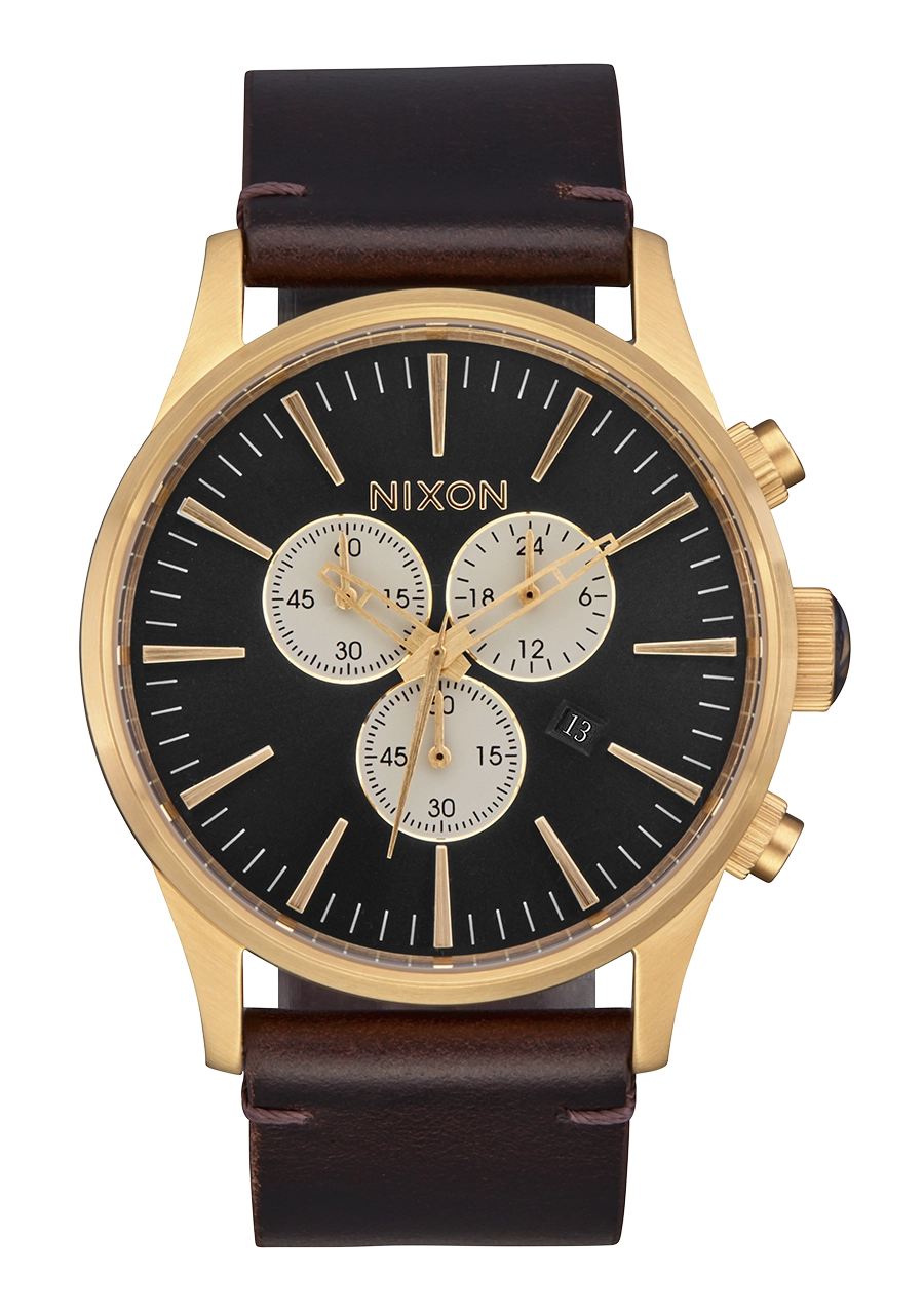 Sentry Chrono Leather - Gold / Indigo / Brown