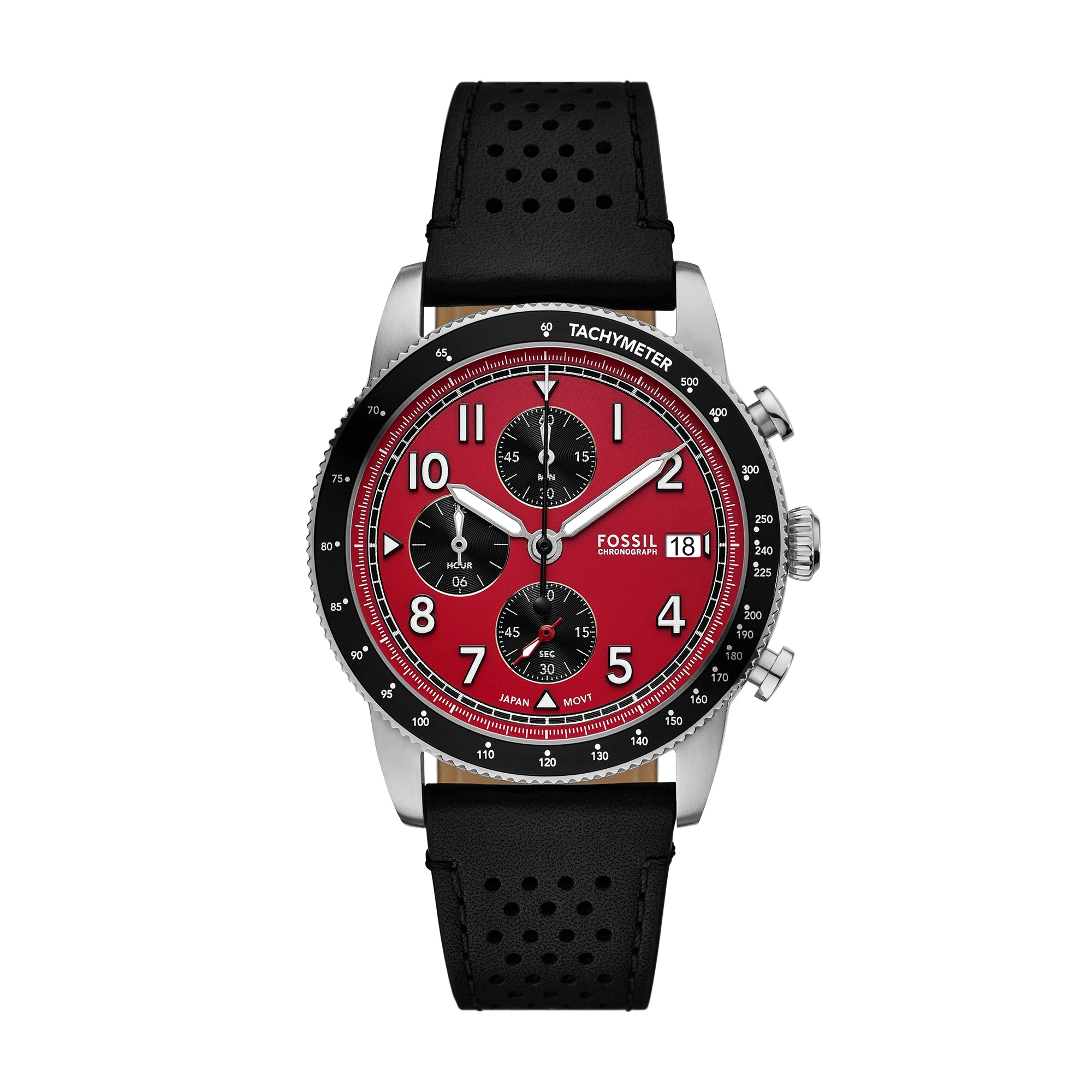 Sport Tourer Chronograph Black Leather Watch
