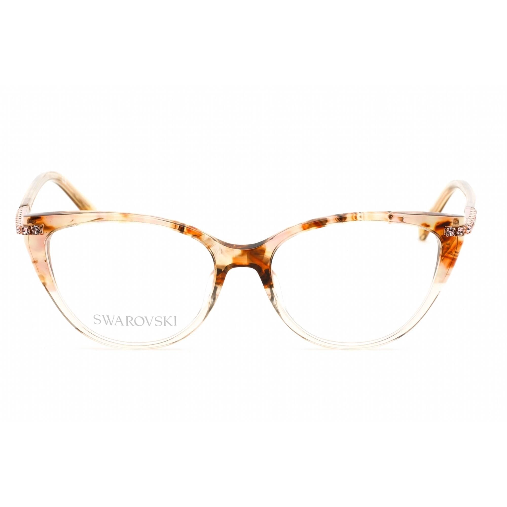 Swarovski Women's Eyeglasses - Cat Eye Shape Havana/Clear Plastic Frame | SK5425 056
