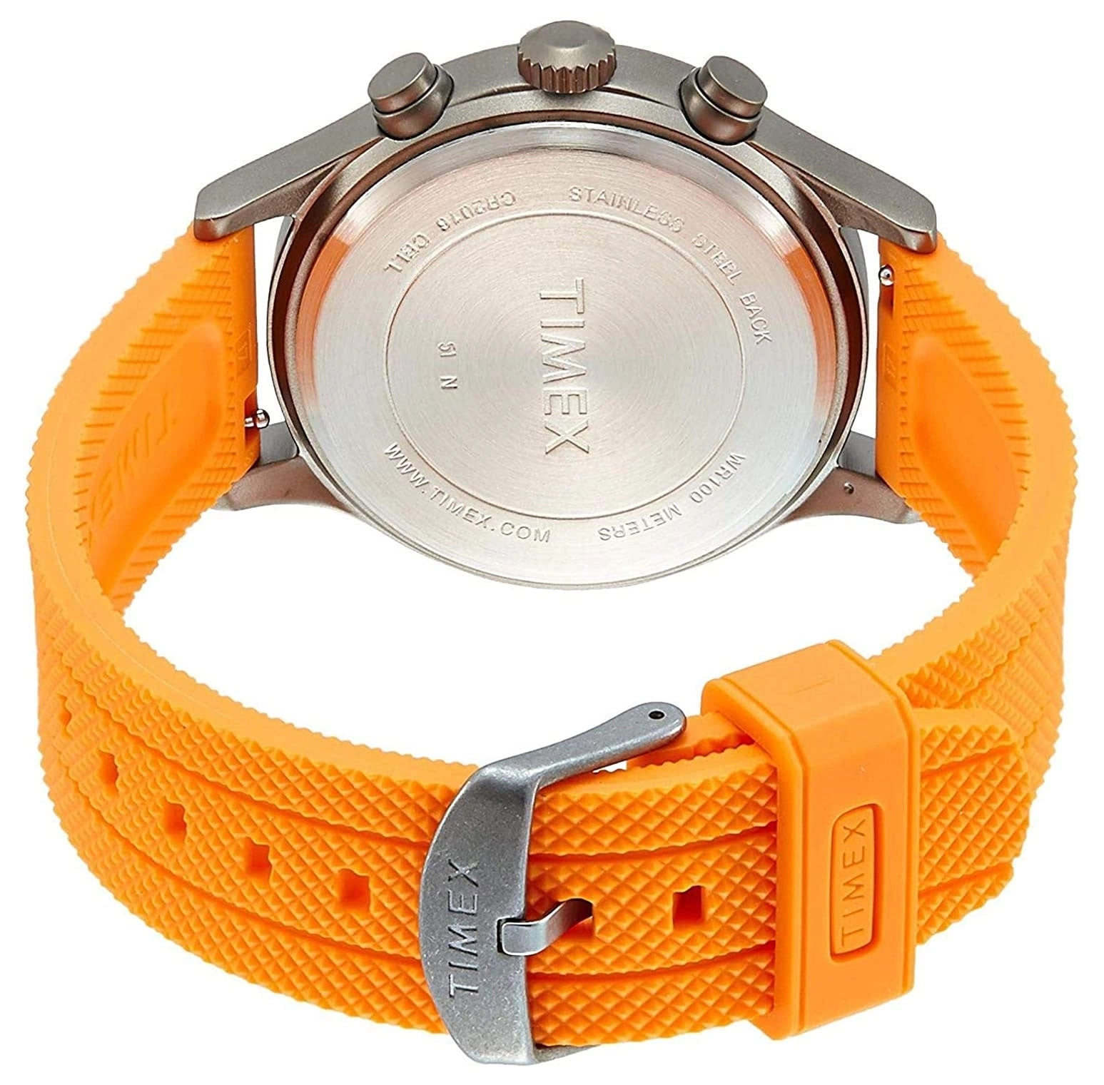 Timex Allied Chronograph Gray Brass Gray Dial Orange Silicone Strap Date Quartz Mens Watch TW2R67300