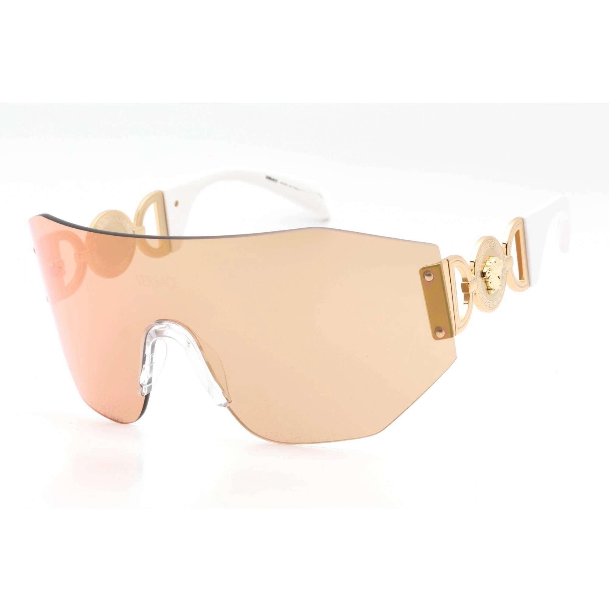Versace Women's Sunglasses - Gold/White Metal Rimless Shield Frame | 0VE2258 10027J