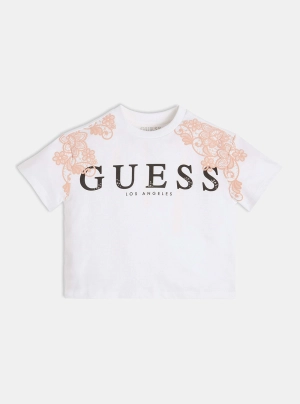 White Floral Embroidered Logo T-Shirt (7-16)