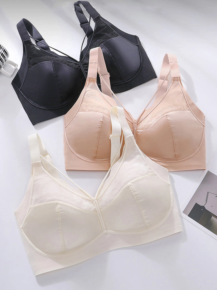 Women's Plus Size Lace Minimizer Bra – Seamless V-Neck