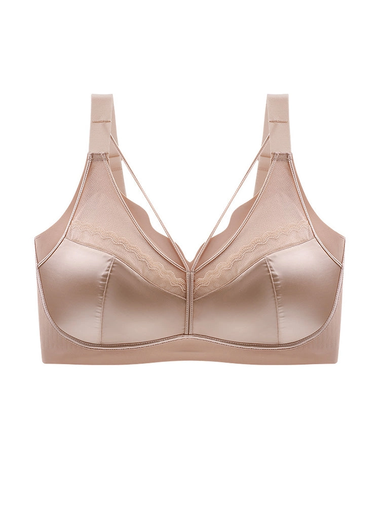 Women's Plus Size Lace Minimizer Bra – Seamless V-Neck