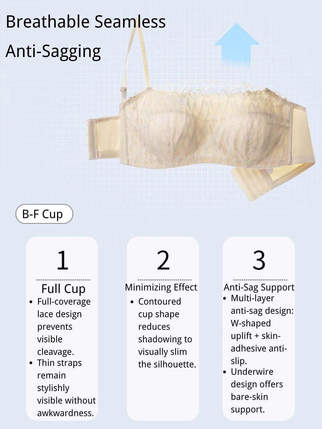 Women's Square Neck Lace Bra – Slim Convertible Straps