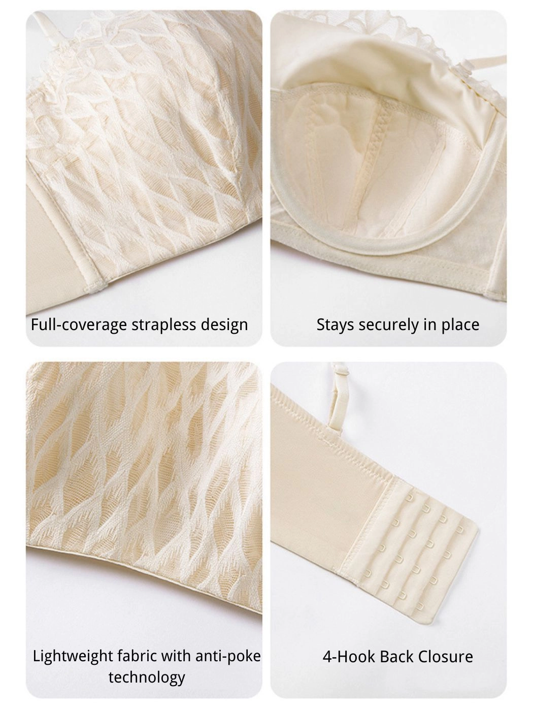 Women's Square Neck Lace Bra – Slim Convertible Straps