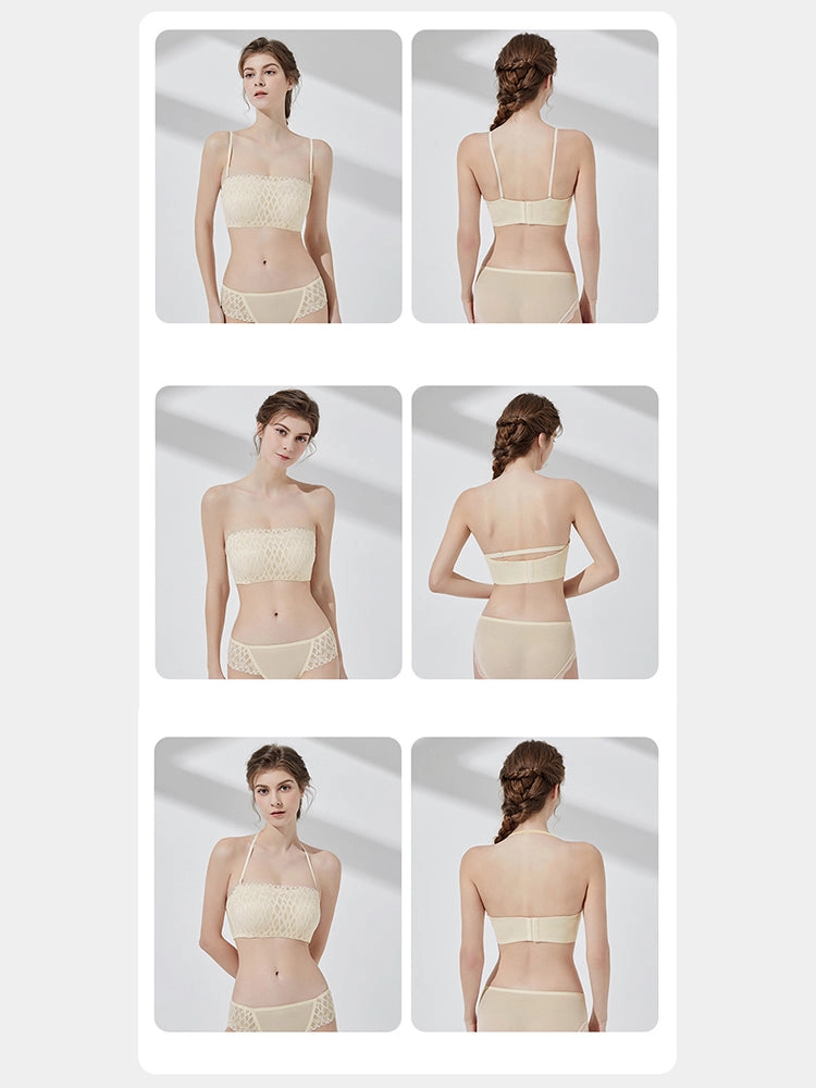 Women's Square Neck Lace Bra – Slim Convertible Straps