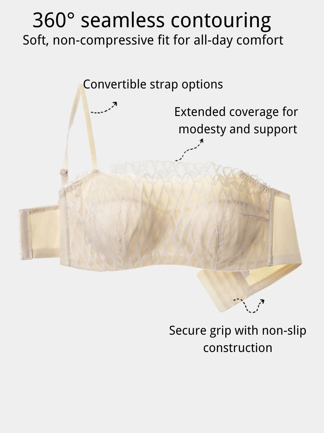 Women's Square Neck Lace Bra – Slim Convertible Straps